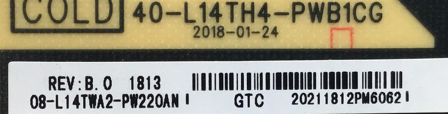 KIT DE TARJETAS PARA TV TCL / NUMERO DE PARTE MAIN 08-CS55CFN-OC406AA / 40-MST10S-MAD4HG / FUENTE 08-L14TWA2-PW220AN / 40-L14TH4-PWB1CG / T-CON  34.29110.071 / 3429110071 / PANEL LVF550ND1L CD9W16 V1 / MODELO 55S401 - Imagen 2